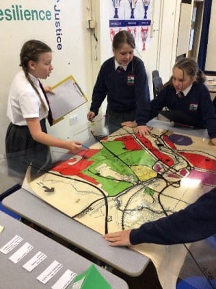 Year 5 inspecting a map of Droitwich